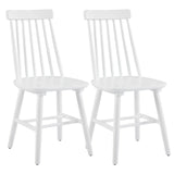 Set of Two White Solid Wood Windsor Back Dining Side Chairs - Homeroots - Flyclothing LLC