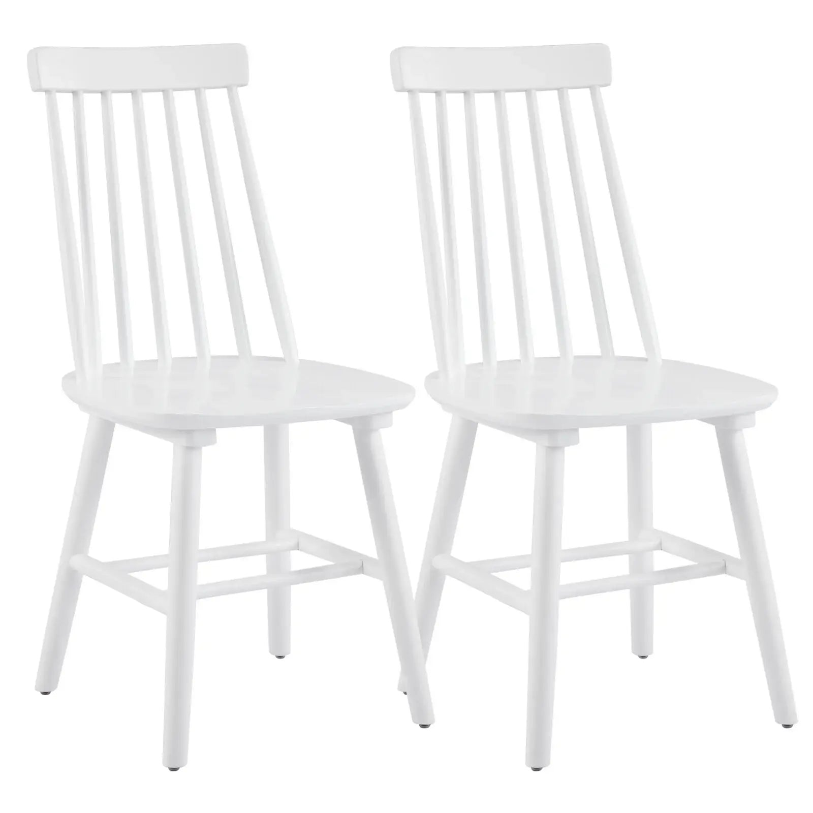 Set of Two White Solid Wood Windsor Back Dining Side Chairs - Homeroots - Flyclothing LLC