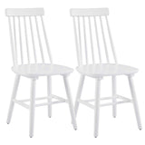 Set of Two White Solid Wood Windsor Back Dining Side Chairs - HomeRoots - Flyclothing LLC