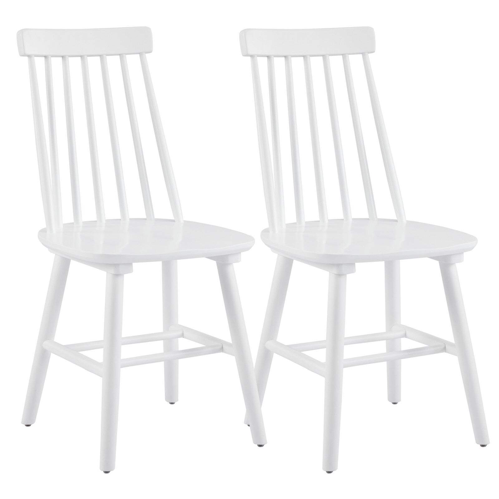 Set of Two White Solid Wood Windsor Back Dining Side Chairs - HomeRoots - Flyclothing LLC