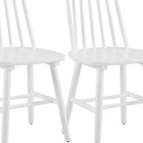 Set of Two White Solid Wood Windsor Back Dining Side Chairs - HomeRoots - Flyclothing LLC