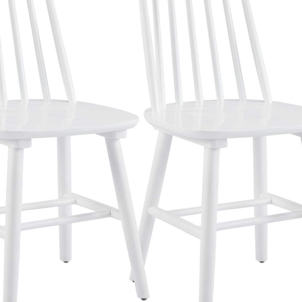 Set of Two White Solid Wood Windsor Back Dining Side Chairs - HomeRoots - Flyclothing LLC