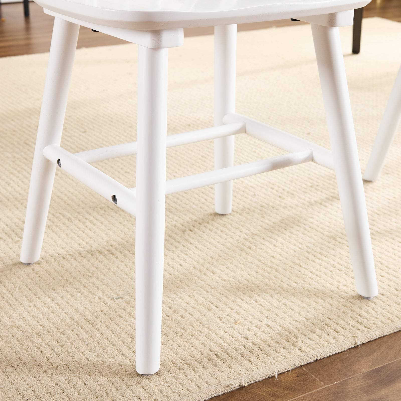 Set of Two White Solid Wood Windsor Back Dining Side Chairs - HomeRoots - Flyclothing LLC