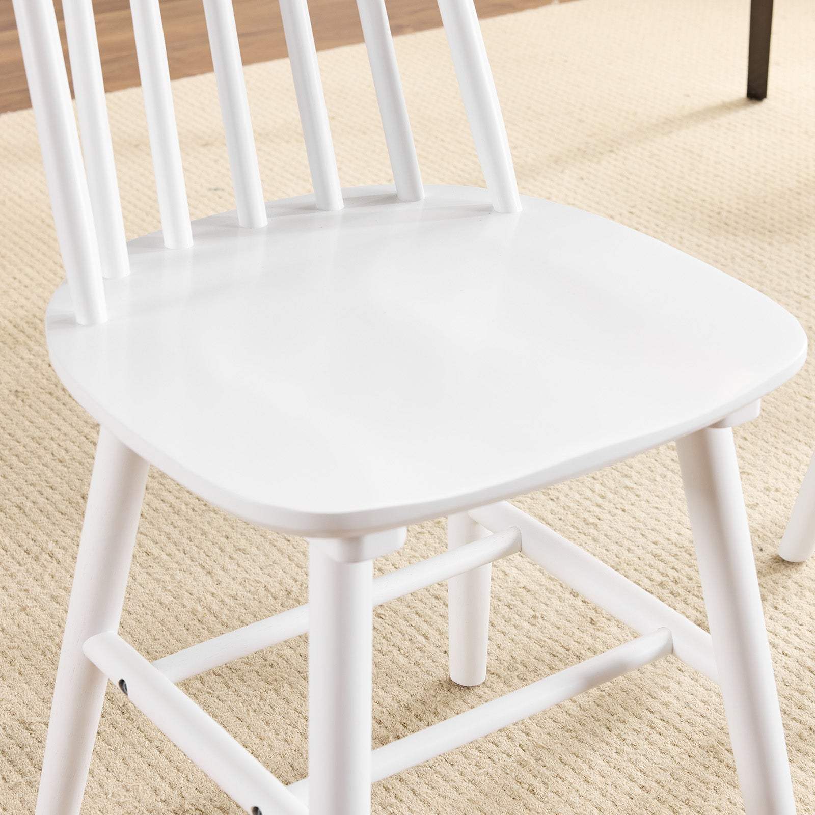 Set of Two White Solid Wood Windsor Back Dining Side Chairs - HomeRoots - Flyclothing LLC
