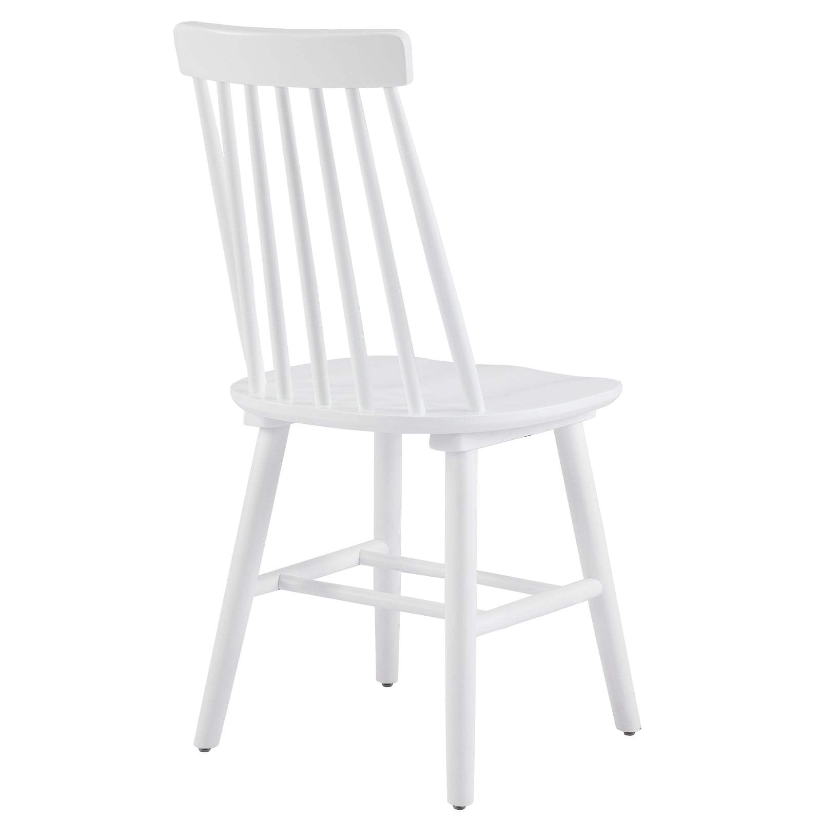 Set of Two White Solid Wood Windsor Back Dining Side Chairs - HomeRoots - Flyclothing LLC