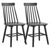 Set of Two Black Solid Wood Windsor Back Dining Side Chairs - Homeroots - Flyclothing LLC