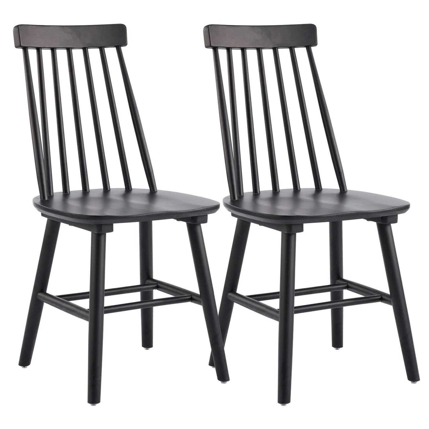 Set of Two Black Solid Wood Windsor Back Dining Side Chairs - HomeRoots - Flyclothing LLC
