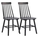 Set of Two Black Solid Wood Windsor Back Dining Side Chairs - HomeRoots - Flyclothing LLC