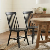 Set of Two Black Solid Wood Windsor Back Dining Side Chairs - Homeroots - Flyclothing LLC