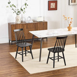 Set of Two Black Solid Wood Windsor Back Dining Side Chairs - HomeRoots - Flyclothing LLC