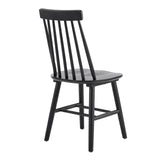 Set of Two Black Solid Wood Windsor Back Dining Side Chairs - Homeroots - Flyclothing LLC