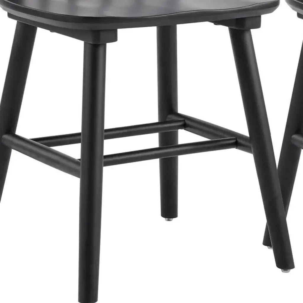 Set of Two Black Solid Wood Windsor Back Dining Side Chairs - Homeroots - Flyclothing LLC