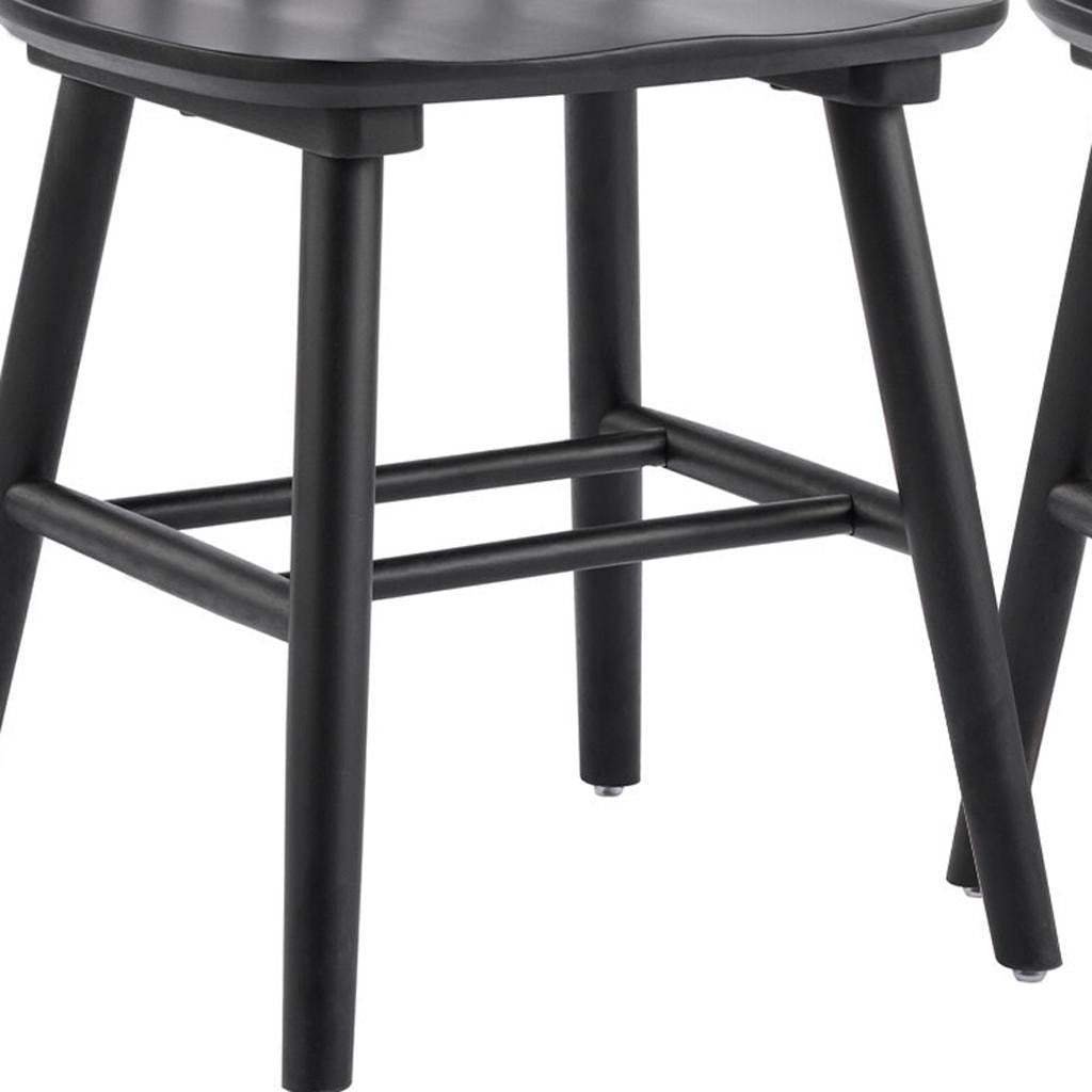 Set of Two Black Solid Wood Windsor Back Dining Side Chairs - HomeRoots - Flyclothing LLC