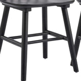 Set of Two Black Solid Wood Windsor Back Dining Side Chairs - HomeRoots - Flyclothing LLC