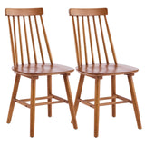 Set of Two Walnut Solid Wood Windsor Back Dining Side Chairs - HomeRoots - Flyclothing LLC