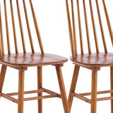 Set of Two Walnut Solid Wood Windsor Back Dining Side Chairs - HomeRoots - Flyclothing LLC