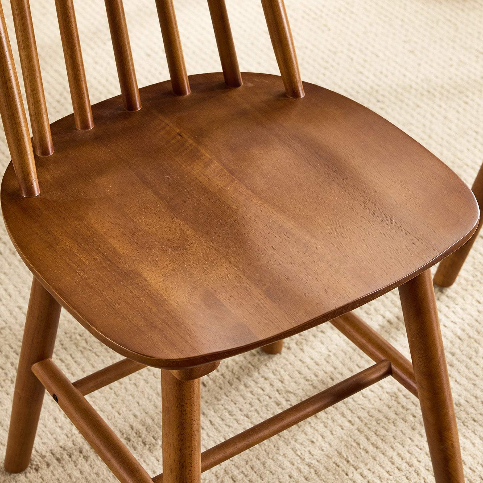 Set of Two Walnut Solid Wood Windsor Back Dining Side Chairs - HomeRoots - Flyclothing LLC