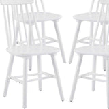 Set of Four White Solid Wood Windsor Back Dining Side Chairs - HomeRoots - Flyclothing LLC