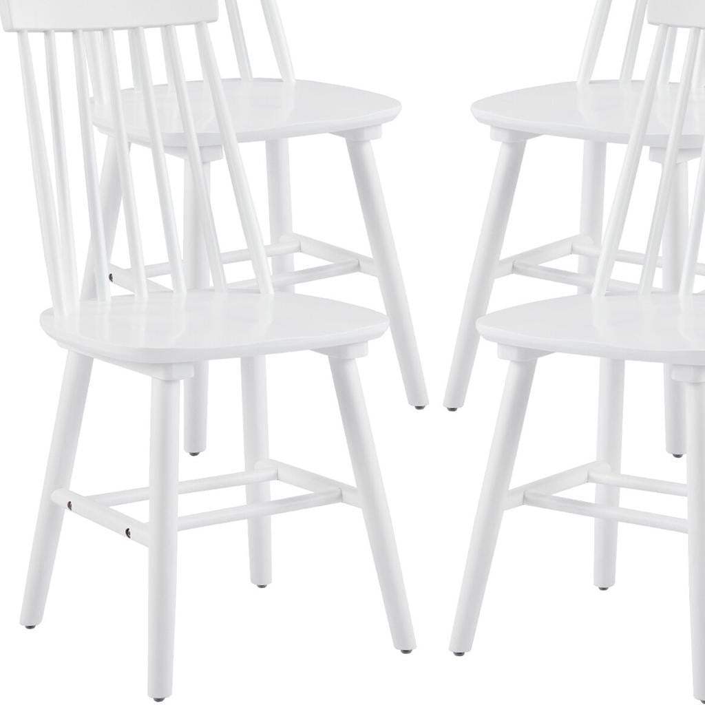 Set of Four White Solid Wood Windsor Back Dining Side Chairs - HomeRoots - Flyclothing LLC