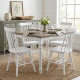 Set of Four White Solid Wood Windsor Back Dining Side Chairs - Homeroots - Flyclothing LLC