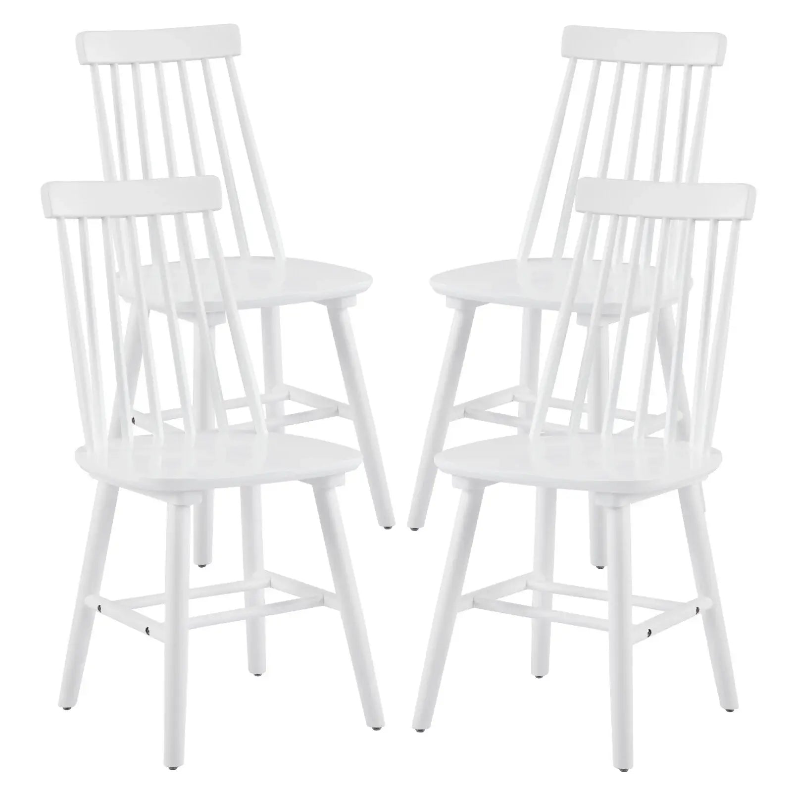 Set of Four White Solid Wood Windsor Back Dining Side Chairs - Homeroots - Flyclothing LLC