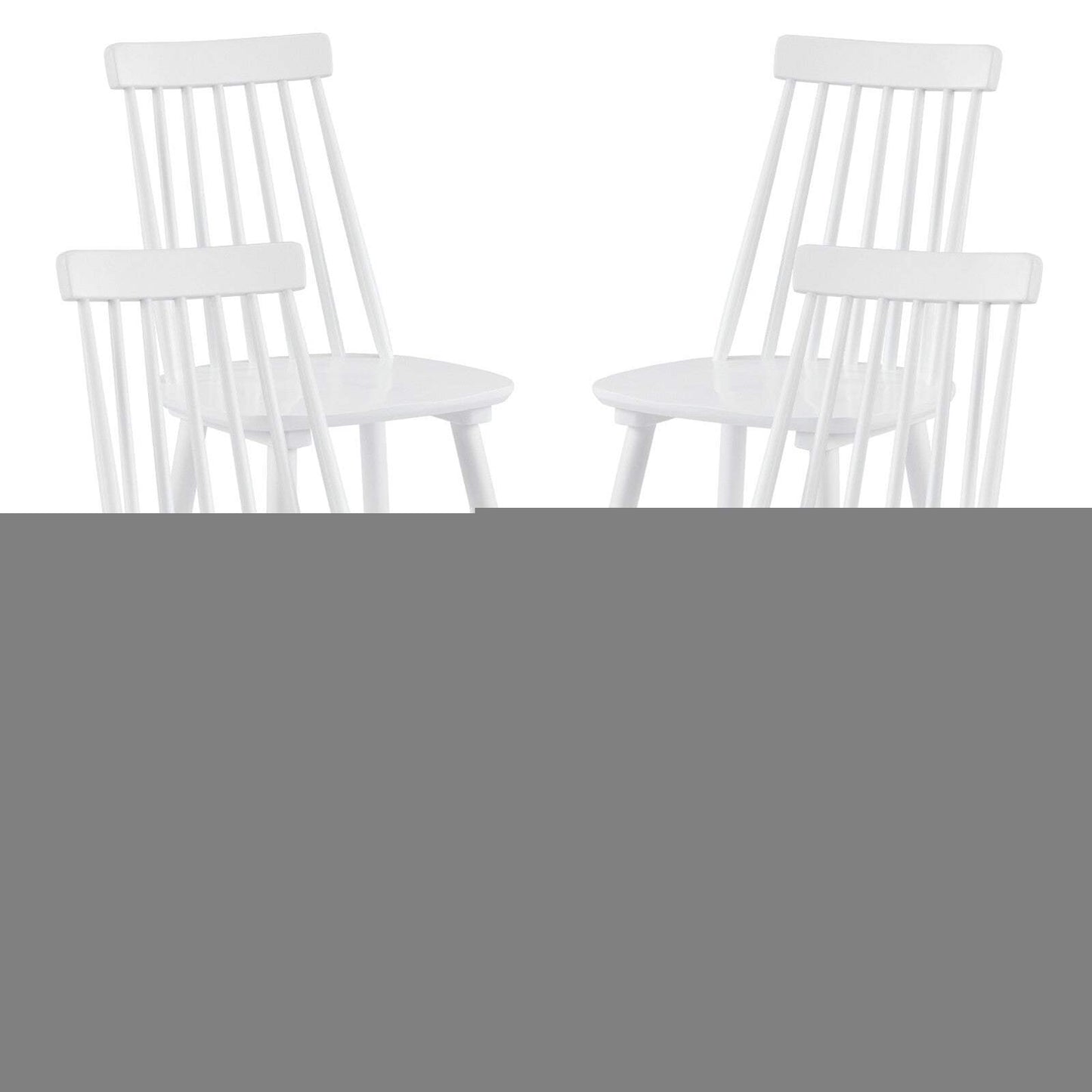 Set of Four White Solid Wood Windsor Back Dining Side Chairs - HomeRoots - Flyclothing LLC
