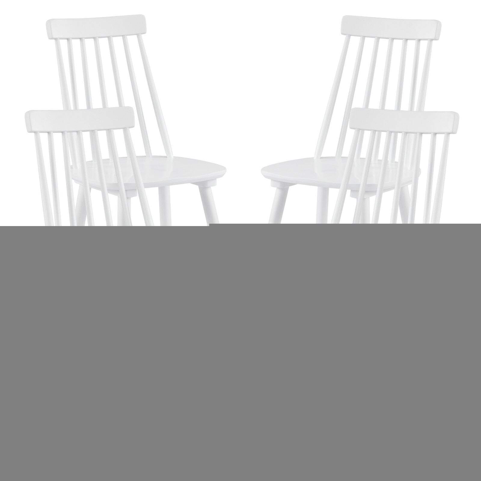 Set of Four White Solid Wood Windsor Back Dining Side Chairs - HomeRoots - Flyclothing LLC