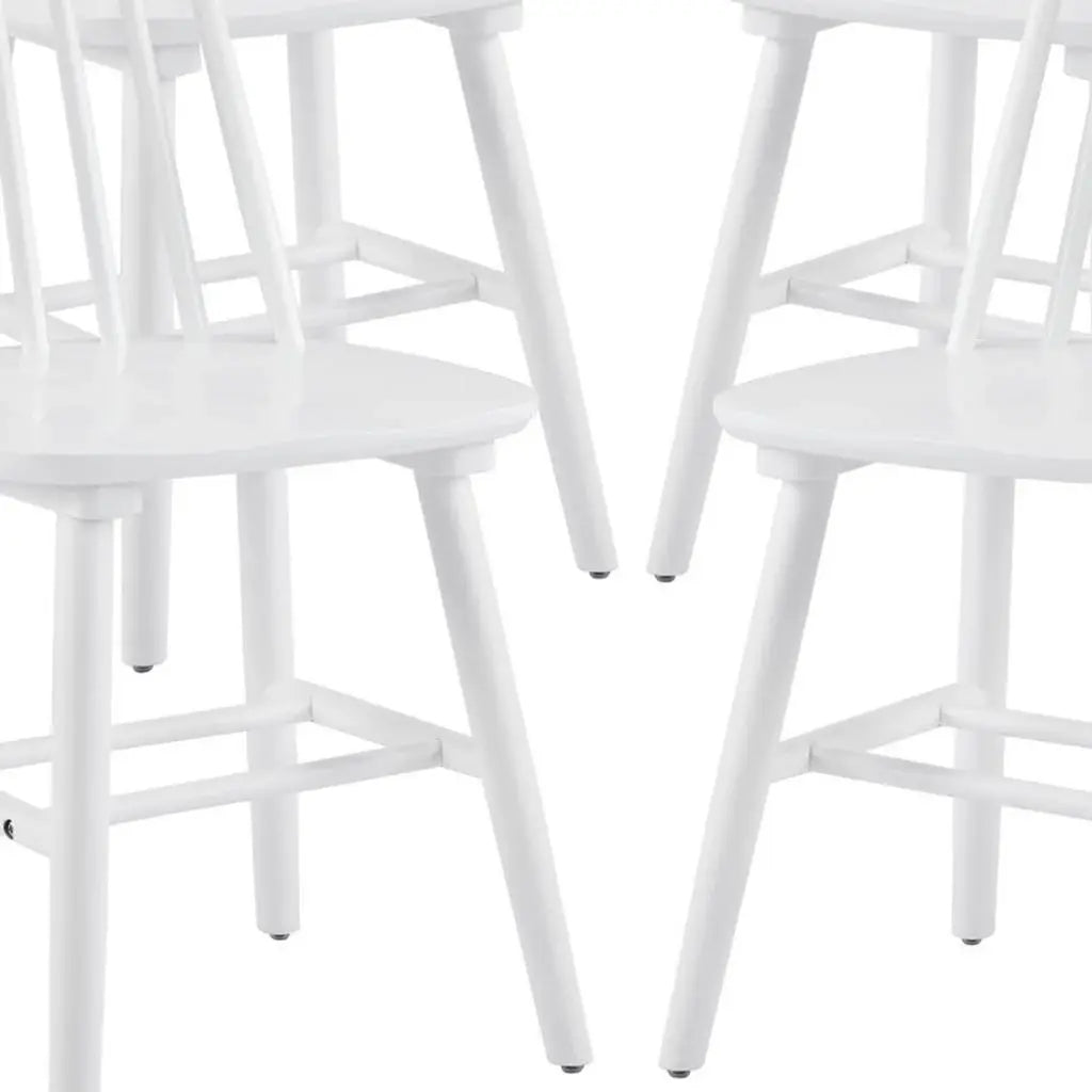Set of Four White Solid Wood Windsor Back Dining Side Chairs - Homeroots - Flyclothing LLC