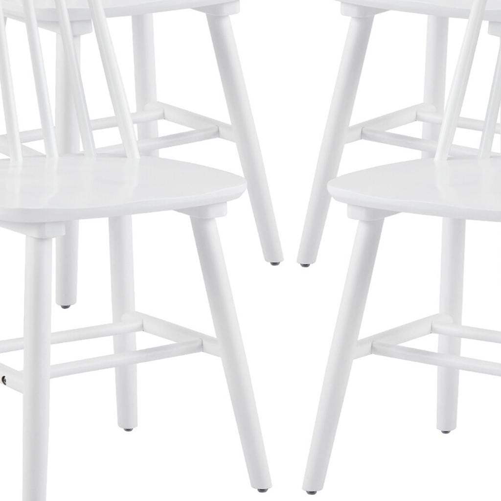 Set of Four White Solid Wood Windsor Back Dining Side Chairs - HomeRoots - Flyclothing LLC
