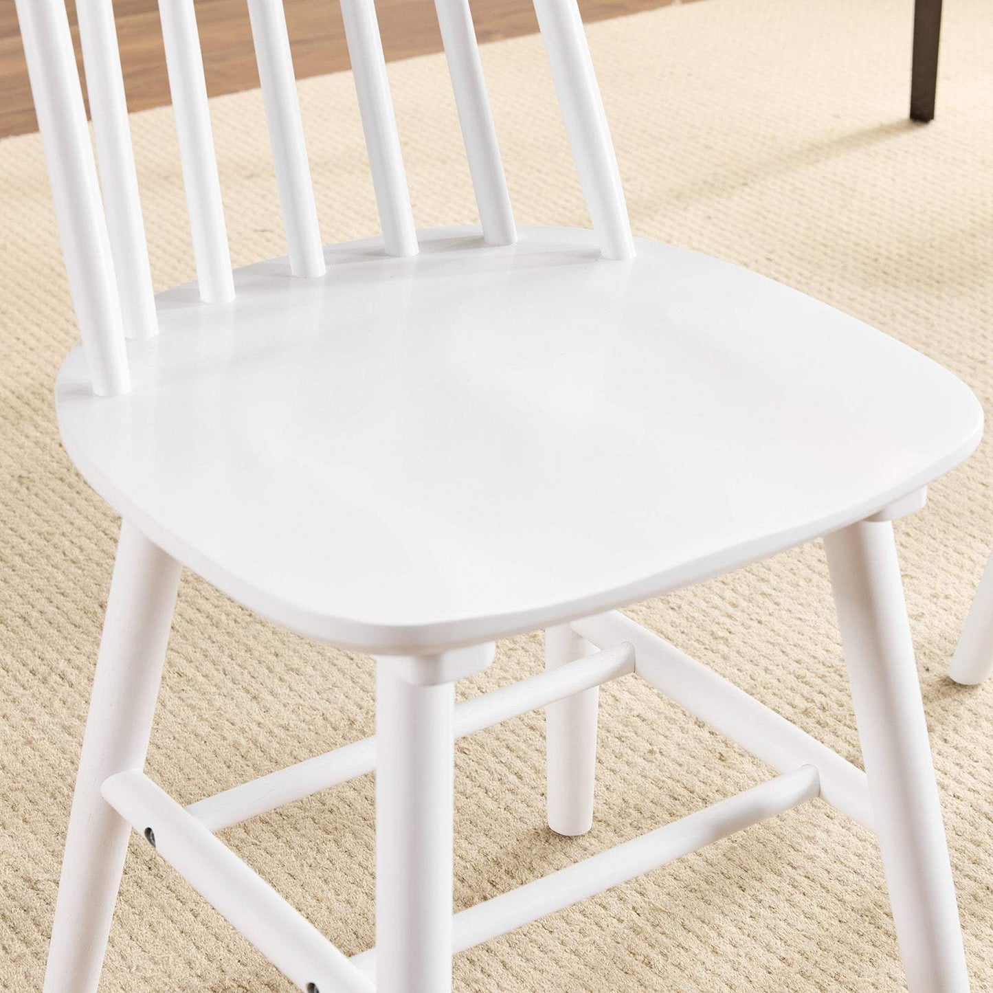 Set of Four White Solid Wood Windsor Back Dining Side Chairs - HomeRoots - Flyclothing LLC