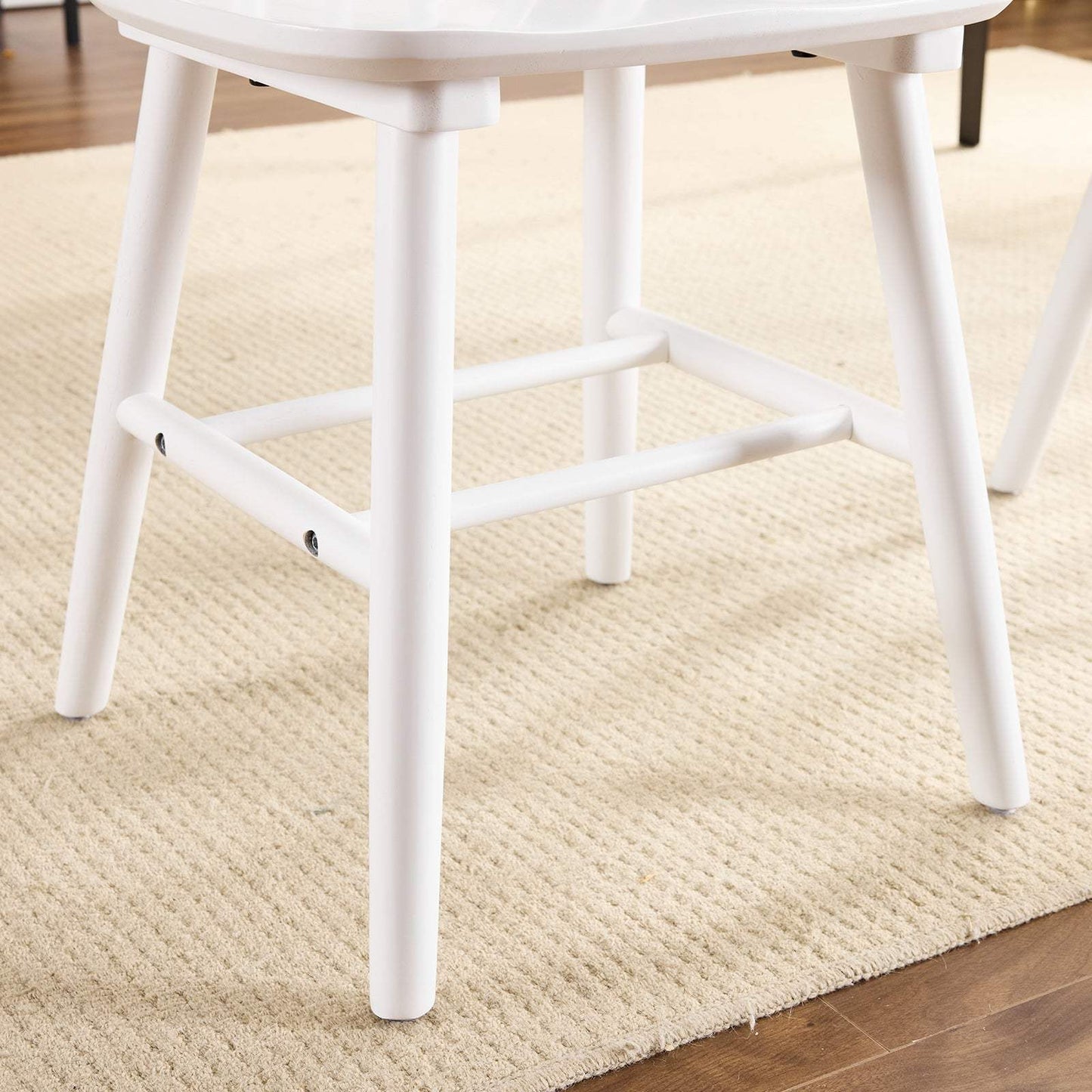 Set of Four White Solid Wood Windsor Back Dining Side Chairs - HomeRoots - Flyclothing LLC