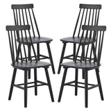 Set of Four Black Solid Wood Windsor Back Dining Side Chairs - HomeRoots - Flyclothing LLC