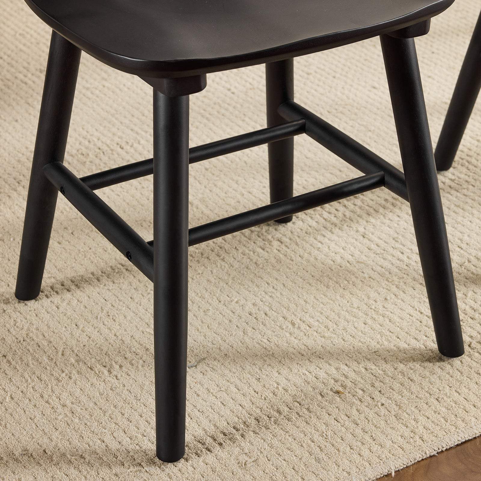 Set of Four Black Solid Wood Windsor Back Dining Side Chairs - HomeRoots - Flyclothing LLC