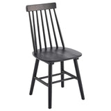 Set of Four Black Solid Wood Windsor Back Dining Side Chairs - HomeRoots - Flyclothing LLC