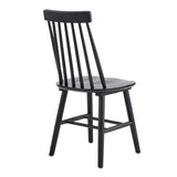 Set of Four Black Solid Wood Windsor Back Dining Side Chairs - HomeRoots - Flyclothing LLC