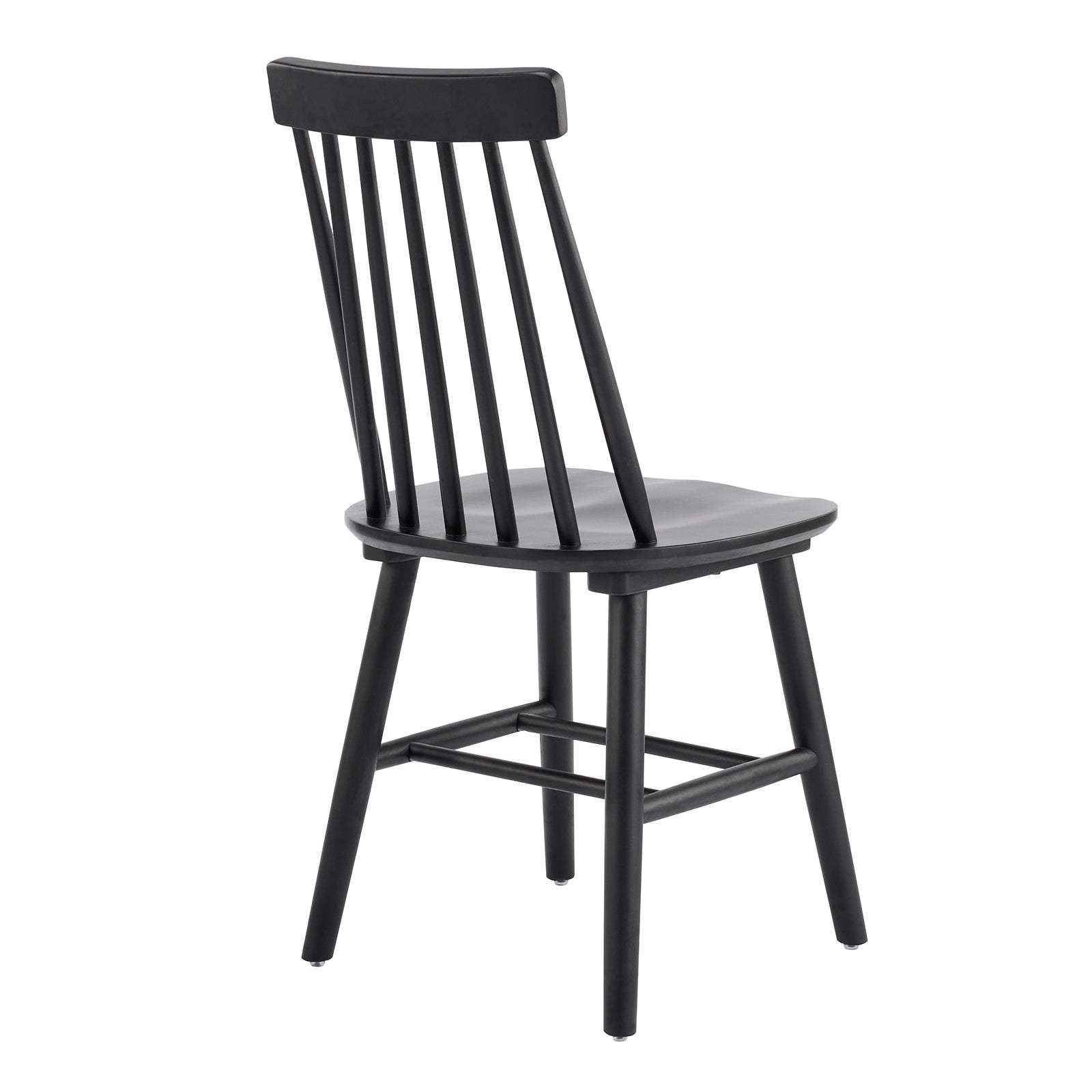 Set of Four Black Solid Wood Windsor Back Dining Side Chairs - HomeRoots - Flyclothing LLC