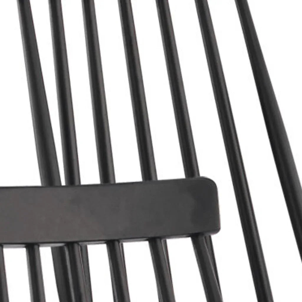 Set of Four Black Solid Wood Windsor Back Dining Side Chairs