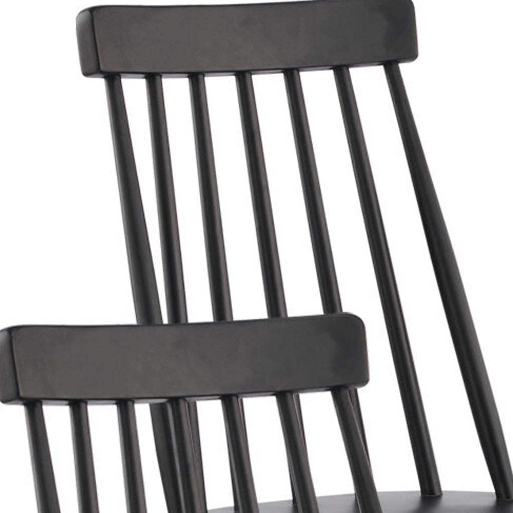 Set of Four Black Solid Wood Windsor Back Dining Side Chairs - HomeRoots - Flyclothing LLC