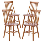 Set of Four Walnut Solid Wood Windsor Back Dining Side Chairs - Homeroots - Flyclothing LLC