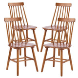 Set of Four Walnut Solid Wood Windsor Back Dining Side Chairs - HomeRoots - Flyclothing LLC