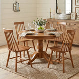 Set of Four Walnut Solid Wood Windsor Back Dining Side Chairs - Homeroots - Flyclothing LLC