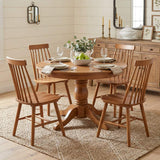 Set of Four Walnut Solid Wood Windsor Back Dining Side Chairs - HomeRoots - Flyclothing LLC