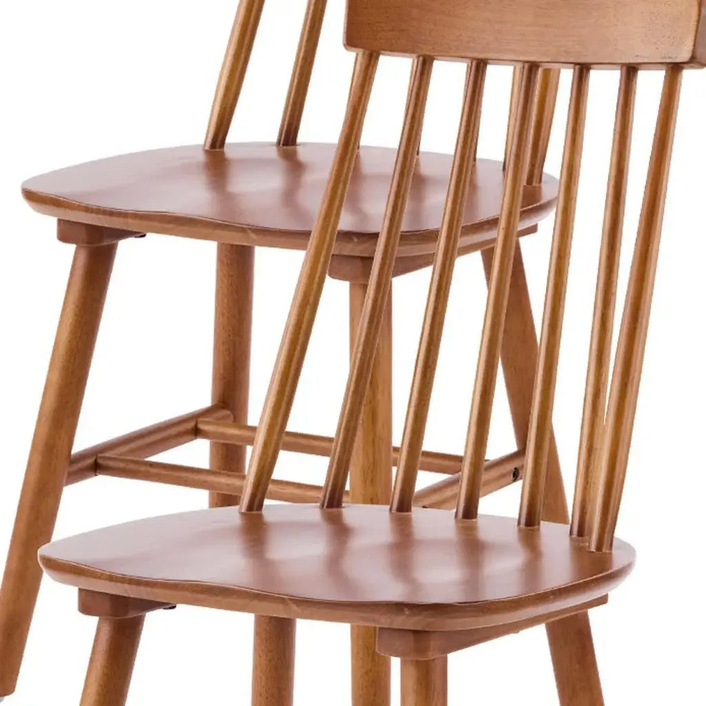 Set of Four Walnut Solid Wood Windsor Back Dining Side Chairs - Homeroots - Flyclothing LLC