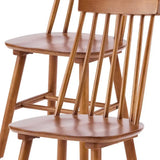 Set of Four Walnut Solid Wood Windsor Back Dining Side Chairs - Homeroots - Flyclothing LLC