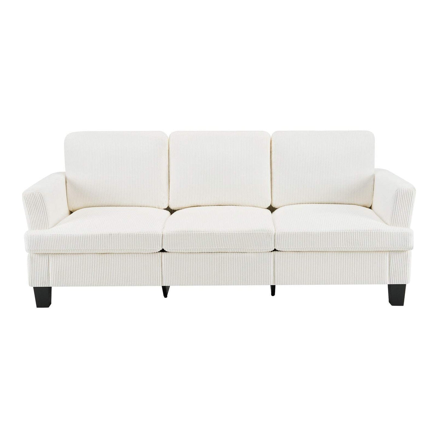 84" White Corduroy Sofa - HomeRoots - Flyclothing LLC