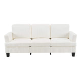 84" White Corduroy Sofa - HomeRoots - Flyclothing LLC