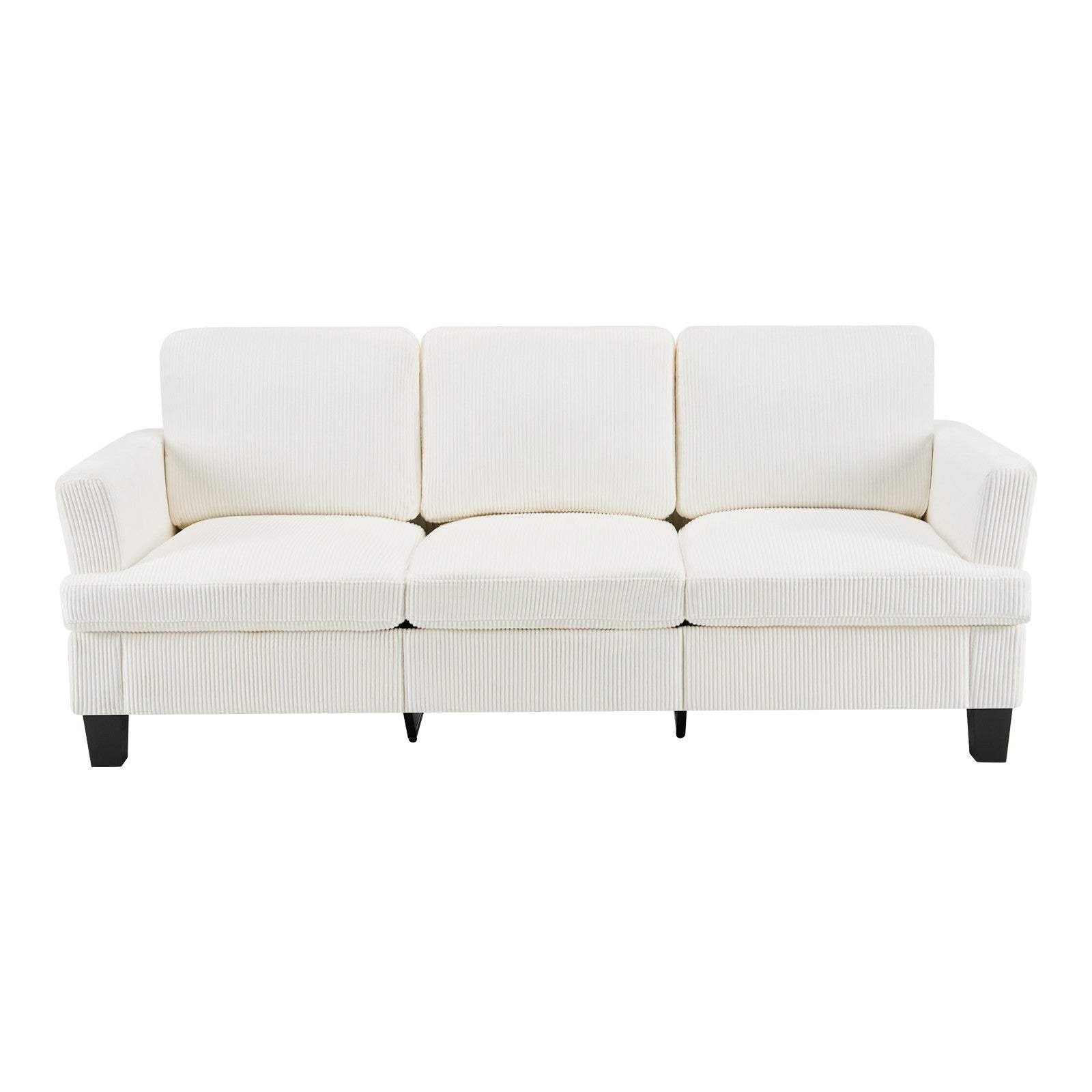 84" White Corduroy Sofa - HomeRoots - Flyclothing LLC
