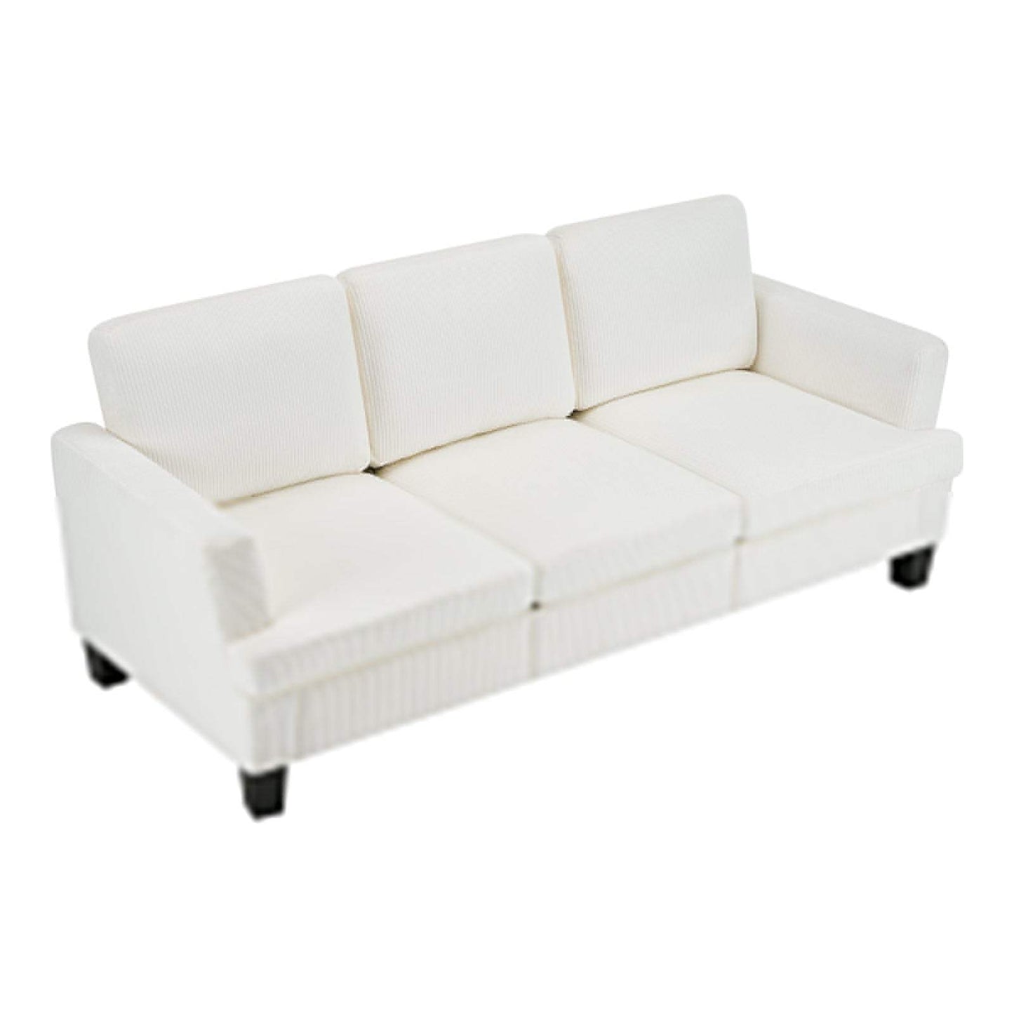 84" White Corduroy Sofa - HomeRoots - Flyclothing LLC