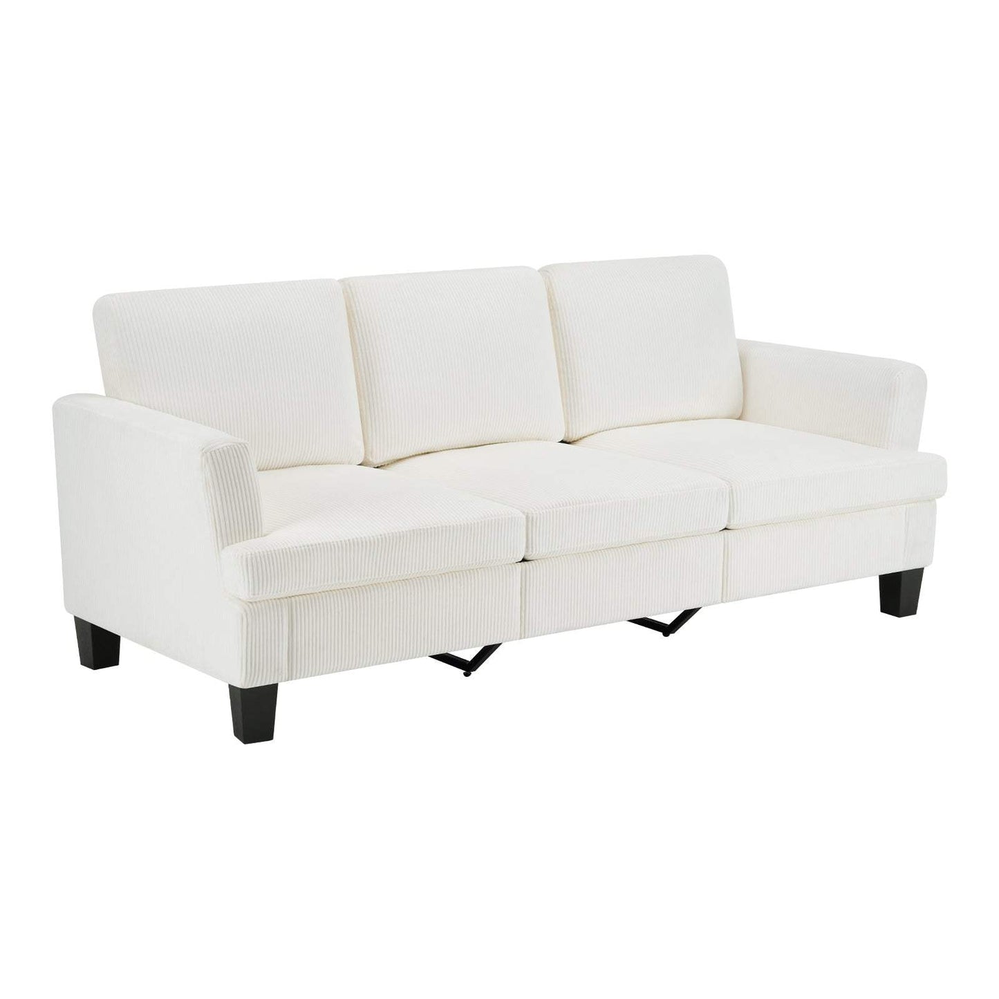 84" White Corduroy Sofa - HomeRoots - Flyclothing LLC