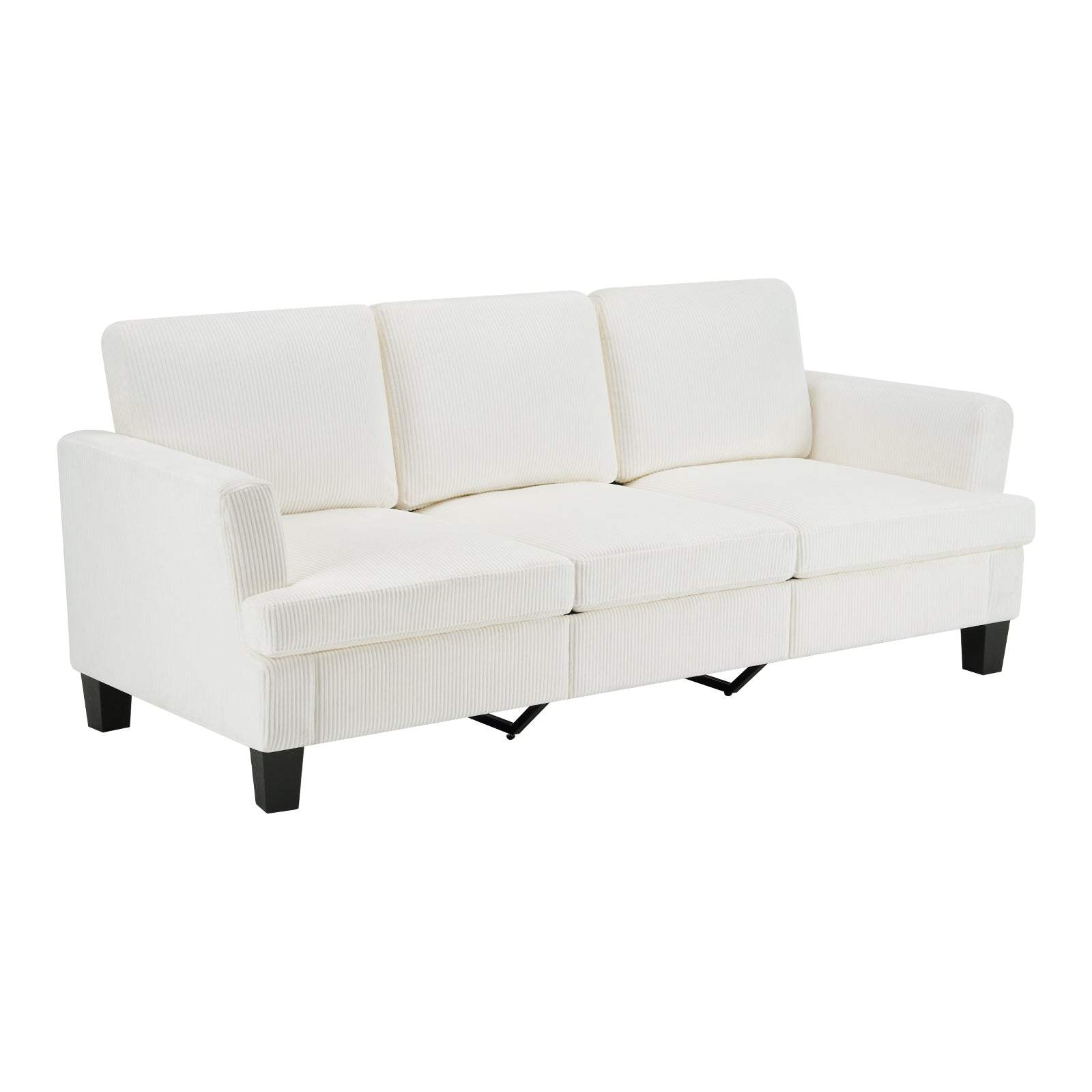 84" White Corduroy Sofa - HomeRoots - Flyclothing LLC